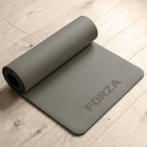 FORZA PU Yogamatte - Premium rutschfeste PU & Naturkautschuk Yogamatte, extra Grip, gepolsterte & langlebige Trainingsmatte für Yoga, Pilates, Stretching & Mobilität (Anthrazit, ohne Tragegurt)