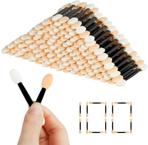 BUTBU 100 pièces Brosse à Paupières, Pinceaux Maquillages Yeux, Pinceau de Fard à Paupières Double Face, Pinceaux Eponge pour Fard à Paupière, Outils Cosmétiques