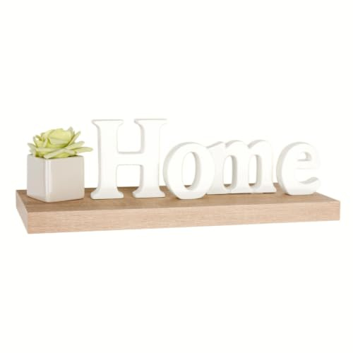 Hudson Rectangular Floating Shelf Kit, Thick Box Shelving Unit, W90 x D23.5 x H3.8 cm, Light-Oak Effect Finish, Concealed Wall Brackets, Simple Installation for Bedroom, Kitchen, Living Room & Hallway