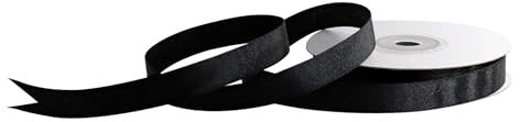 Satinband 12mm x 25m Rolle - FARBAUSWAHL in 3/6/12/18/25/38/50/75/100mm - farbecht & waschbar - Schleifenband für Hochzeit - Geschenkband zum Verpacken Dekorieren Basteln - Schwarz 030