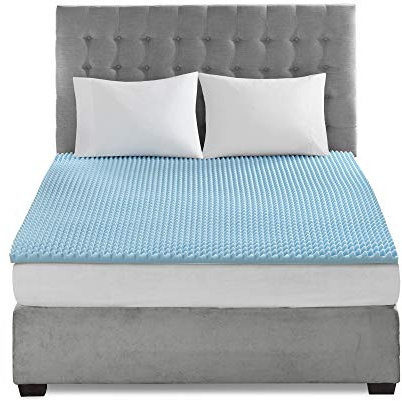 Sleep Philosophy Gel Infused Memory Foam Mattress Topper Luxurious, All Season Enhanced Bed Support, Queen, 1.5 Thick, Without Cover Blue