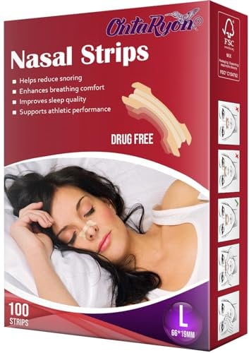OntaRyon Nasal Strips (x100 Large) Right Aid to Stop Snoring, Anti Snore Devices and Nose Breathing Help, 3 Months Supply