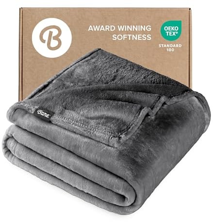 Bare Home Fleece Blanket - Full/Queen - Ultra-Soft Lightweight for Bed, Sofa, and Couch - Luxury Microplush - Cozy Warm Blanket (Full/Queen, Grey)