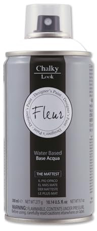 FLEUR Spray Vernice Chalk Paint, Extra Opaco, all' Acqua senza Odore, MultiSuperficie, 300 ml F01 Titanium White, Effetto Gesso, Shabby Chic Vintage, per Mobili, per Interno - Esterno