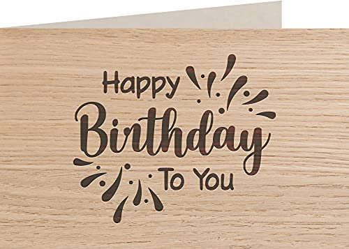 Geburtstagskarte aus Holz - Happy Birthday to you - 100% handmade in Österreich - Postkarte, Geschenkkarte, Grußkarte, Klappkarte, Karte, Einladung, Holzart:Eiche