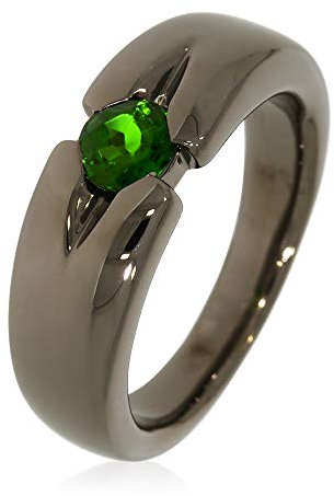 XEN Ring mit 5 mm Chromdiopsid ca. 0,50 ct. Black Rhodium 54 (17.2)