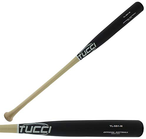 Tucci SB1 Maple Wood Softball Bat, 34, Natural/Black, Traditional Knob Handle