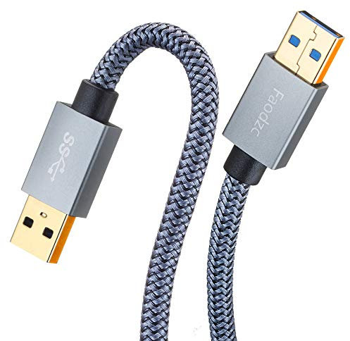 Faodzc USB 3.0 A Male to A Male Cable - 1 ft Nylon Braided Double End Cord Compatible with Hard Drive Enclosures, DVD Player, Laptop