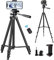 LINKCOOL 50 Inch Adjustable Travel Tripod Stand with Phone Holder - Compatible with iPhone and Samsung - Wireless Remote Shutter