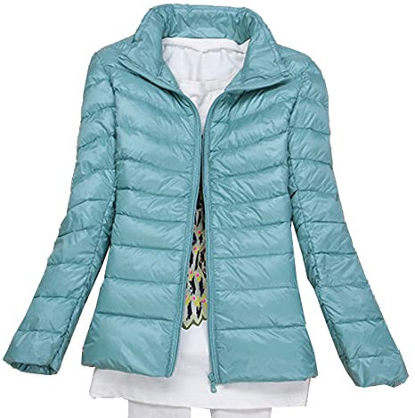KeYIlowys Piumino Leggero Primaverile E Invernale Tinta Unita Colletto in Piedi Slim Plus Size Piumino Corto da Donna