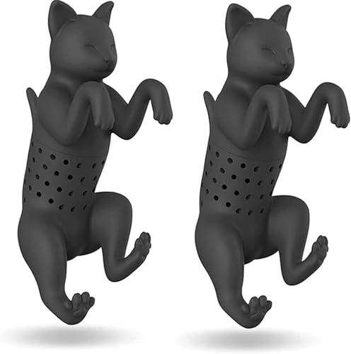 LATRAT 2 Stücke Süßer Teefilter in Katzenform, Teefilter in Lebensmittelqualität, Katze Tea Infuser Teekugel Netter Katzenform Teefilter Wiederverwendbare Cartoon Tee Sieb