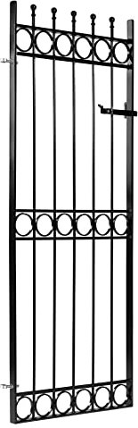 tall garden gate,metal tall side gate, wrought iron style, tall single gate, Whalley Design, galvanised & powder coated black (width 3ft 6/74)