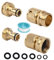 Garden Tap Hose Connector, Flexible Hose Adapter Spray Gun Connector Set for Connect Outside Tap to Expandable Garden Hose to Hose Nozzle, 2 in 1 Brass Female Tap Adapter, Male Female Hose Connector