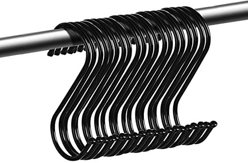 WEERSTONE S Haken 20 Stück S-förmige Haken Schwerlast Metall haken Küchenhaken für Badezimmer, Schlafzimmer, Büro, Küche, Geschäft(schwarz)