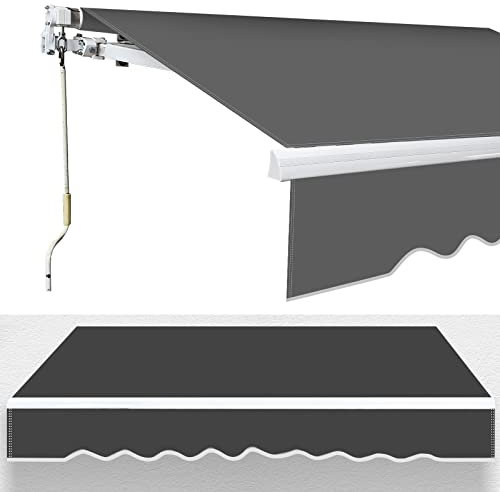 Jopassy Tenda da sole a Braccio Articolato, 350x300cm Tenda da Esterno a Bracci Estensibili con Telaio in Alluminio, Tettuccio Resistente al Sole e Impermeabile, Grigio