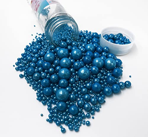 Sprinkles Edible Blue Pearl Sugar Candy Cupcake Cake Topper 120g/ 4.2oz, Decorative Glitter Sprinkle Mix for Baking, Cake and Cookie Decorating (Stars Sky)