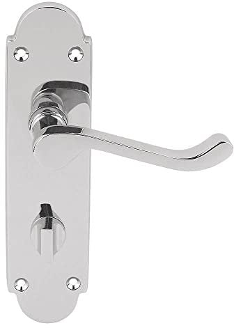Designer Levers - Brora Round Top Design Lever Door Handle - 1 Pair - Polished Chrome - Bathroom Door Handle - with Thumbturn