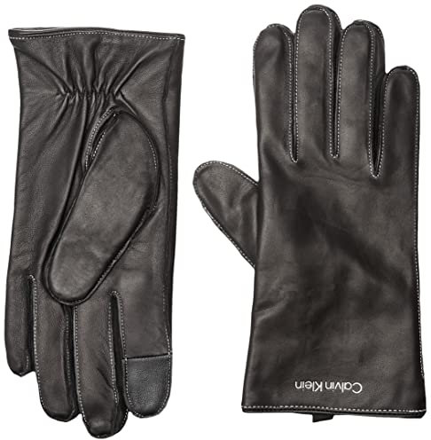 Calvin Klein Herren Stitched Leather Gloves K50K509540 Handschuhe, Schwarz (Ck Black), M-L