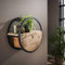 Ringo-Living Rundes Regal Metall & Massivholz mit Schublade, Hängende Kommode aus Hartholz & Metallumrandung, Wandregal Blumentopf Ablage mit Stauraum, Küchenregal Rund, Designer Wandregal Rund