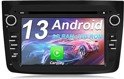 Autoradio für Alfa Romeo MITO mit Android 13 carplay, Für Alfa Romeo Mito 2008-2019 1DIN Stereo 7 Zoll 4-Core 32 Go ROM 2 Go Unterstützung DVD/NAVI/GPS/WiFi/BT/Radio/TPMS/FM/USB/DAB (BALK)
