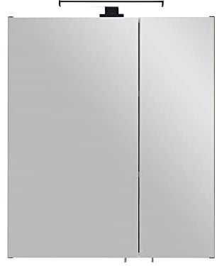 Pelipal Badezimmer-Spiegelschrank Quickset 374 in Eiche Ribbeck quer Nachbildung mit LED-Beleuchtung, 60 cm breit | Badschrank mit Spiegel, 2 Türen und 2 Einlegeböden