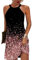 GRMLRPT Femme Robe Été sans Manches Robes Suspendu Cou Imprimé Mini Robe Décontractée Floral Robe de Plage Été Col Rond Chic(L,Rose)