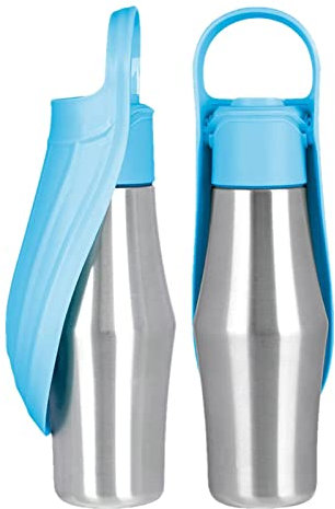 Firulab Agua para Perros, 750 ml Agua para Perros portátil, dispensador Agua para Perros Acero Inoxidable, dispensador Botellas Agua a Prueba Fugas para Caminar, Viajar