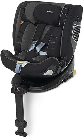 Foppapedretti Seggiolino Auto FP360 I-Size, Seduta Girevole a 360°, per bambini da 40 a 150 cm di altezza, 0-12 anni, conforme ECE R129, Fissaggio Dualfix (Isofix e non), Safe Body Protection, Nero