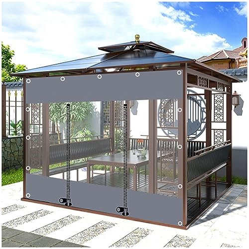 Outdoor Clear Tarp Curtains, Gazebo Waterproof PVC Heavy Duty Tarpaulin Side Panels With Zip, Pergola Patio Porch Carport Transparent Side Panels, LxH-4x2m/13.1 * 6.6ft