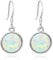 KristLand Runde Opal Sterling Silber 925 Silber Ohrhänger Vergoldeter Ohrring mit Weiß Opal Geschenk für Frau Damen Mädchen