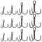 Treble Fishing Hooks, 80PCS Small Round Bend Triple Hard Lure Fishhook, Triplet Treble Round Bend Fishhook, Treble Hook 2# 4# 6# 8# For Hard Bait Lures Saltwater Freshwater (Black)