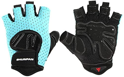 Botells Trainingshandschuhe Halbfinger Fitness Sport Handschuhe Gewichtheben Fahrrad Gym Krafttraining, Xtra Grip - Bandagen & Klettverschluß, atmungsaktiv, schweißabsorbierend (Türkis-S)