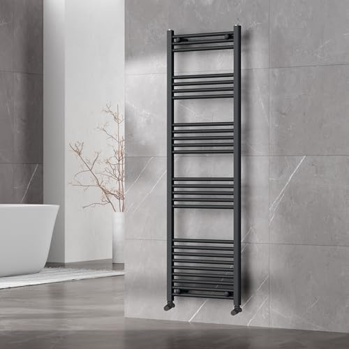 Go Bathrooms Nola Bathroom Towel Rail Heated Bathroom Radiator Wall Mounted Ladder Rail Grey - 1600mm x 500mm
