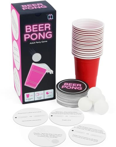 Prezey Full Beer Pong Game Set with 20 Cups, 2 Balls and 78 Dares - Drinking Games For Adults, Hen Party Games and for Couples