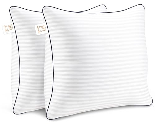 Yettbea Dekokissen für Couch und Bett, quadratisches Innenkissen für Wohnzimmer, mit hochwertiger Original-Daunen-Alternativfüllung, Weiß, 45,7 x 45,7 cm, 2 Stück