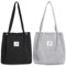Bikasun Groß Umhängetasche Damen Cord Schultertasche Strandtasche Cord Tasche Crossbody Tasche Shopper Tote Bag Einkaufstasche Handtasche Shopper für Arbeit Einkaufen Schule Schwarz und Hellgrau