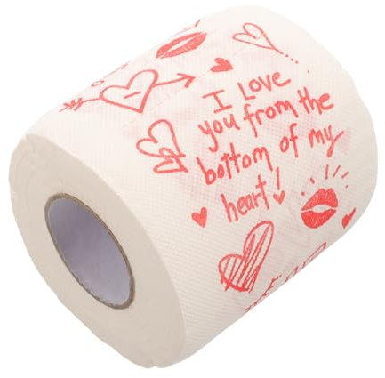 CLISPEED 1 Rolle Bedrucktes Papier Tuch Braune Papierhandtücher Badetücher, Toilettenpapier Romantisches Toilettenpapier Lustiges Toilettenpapier Zum Valentinstag Papierserviette Sanft