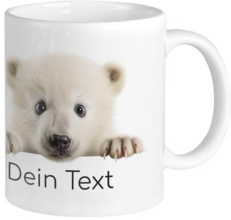 GRAZDesign Tasse Baby mit Name personalisiert, Namenstasse Geschenk für Mädchen und Jungen aus Keramik (Eisbär, 330ml)