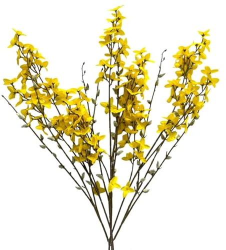 naninoa Künstlicher Osterstrauß. 1 Set. 50-75cm Künstliche Blume Osterstrauch Osterdeko Weidenkätzchen Forsythie GELB