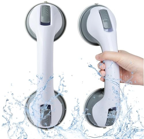 PZJFH Bathroom Suction Cup Grab Bars, 2Pcs Hand Rail for Disabled, Portable Mobility Aids Safety Handle with Suction Cup Fitting, for Bathroom, Bathtub, WC, Toilet