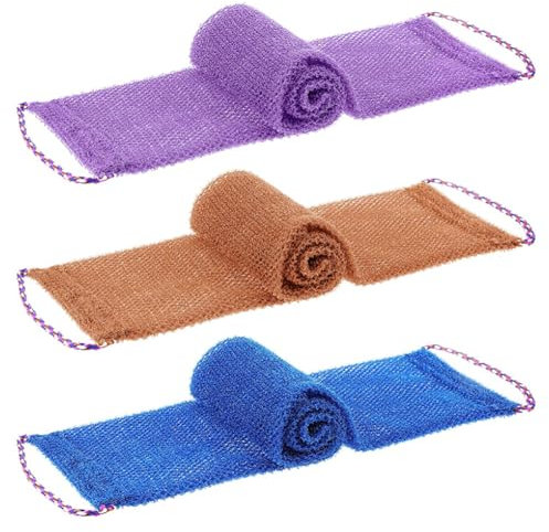 3 Piezas Exfoliante Esponjas Africanas,Esponjas De Ducha De Red Larga Con Cuerda,Toalla De Baño De Nailon,Accesorios De Lavado Corporal Para Mujeres y Hombres