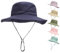 QIYIENDIAN Chapeau de Soleil pour bébé Chapeau de Plage à Large Bord pour bébé, Toddler et Enfants UPF 50+(Navy Blue,1-2 Years)
