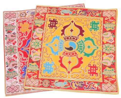 Buddhistische Klangschalenmatte aus Brokatseide, 2 Stück | Buddhistische Nutzung, Schlichtes Design, Leicht und Kompakt, zum Aufbewahren und Tragen