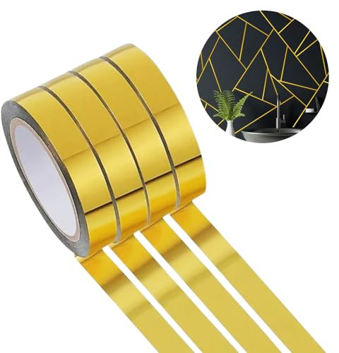 Kendwing 4 Rotoli Nastro Adesivo Decorativo Per Muro,Oro Nastri Adesivi Decorativi,Peel And Stick Modanatura Adesiva Striscia Adesiva Muro Decorativa Per Parete Armadio Bagno Decorazione Regalo