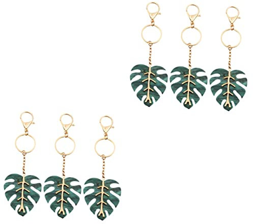 COLLBATH 6pcs Keyring Chains Metal Leaf Shape Decorative Backpack Pendant Keychain for Friends