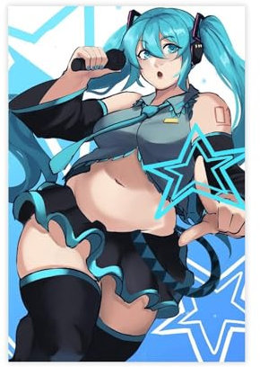 HGEIK Anime Girl Hatsune Miku Poster 21 Canvas Poster Wall Art Decor Print Picture Paintings for Living Room Bedroom Decoration 12x18inch(30x45cm)