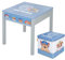 Kindersitzgruppe Paw Patrol - Tisch mit Wendeplatte + Sitzhocker für Kinder ab 18 Monaten - Sitzmöbel im Motiv der Zeichentrick Hunde - Holz grau / blau