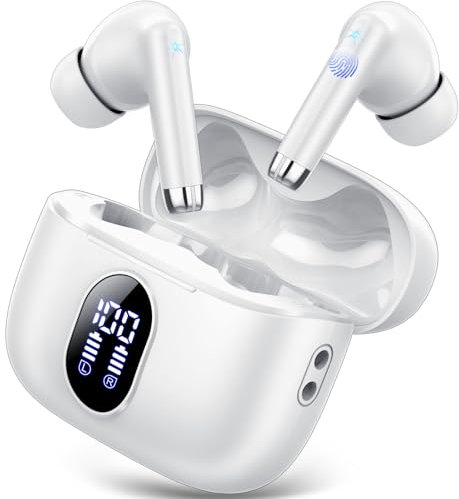 Wireless Earbuds, Bluetooth 5.4 Headphones In Ear with 4 HD ENC Noise Cancelling Mics, 40H Playtime Mini Ear Buds Deep Bass, Bluetooth Earbuds Light Weight, IP7 Waterproof Earphones, Portable Design