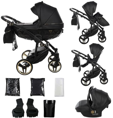 Junama Kinderwagen Diamond S Class 2in1 3in1 4in1 (07 - Schwarz, 3in1 mit Autositz)