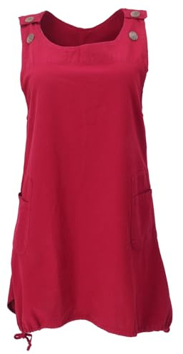 GURU SHOP Latzrock, Oversize Trägerkleid, Latzkleid, Ballonrock - Rot, Damen, Baumwolle, Size:L/XL